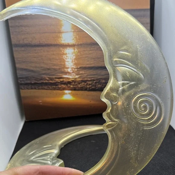 Gold Moon Face Resin Wall Art , Set - Picture 8 of 11